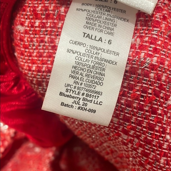 Red Tweed Coat with Velvet Accents - Picture 8 of 8